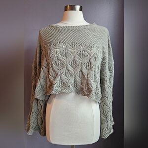Cropped Knit Women's Sweater - Gray
